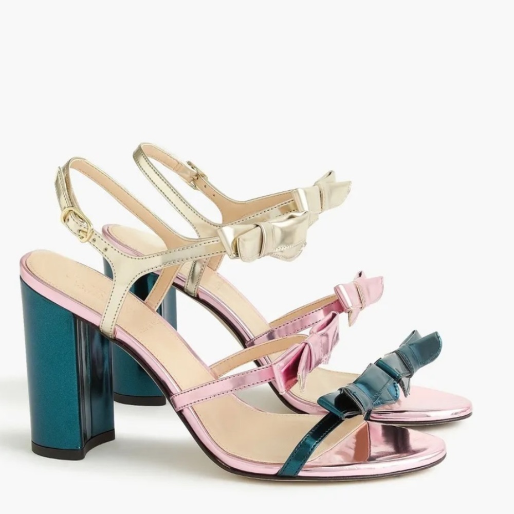J. Crew Metallic Pink and Teal Heels
